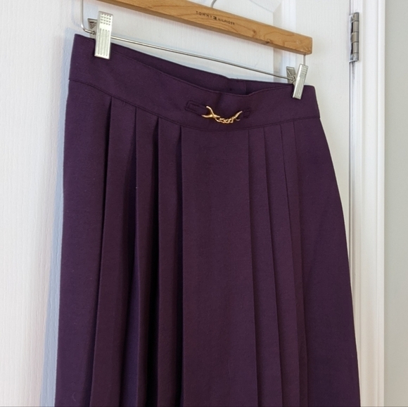 VINTAGE Lana Lee purple burgundy pleated midi skirt size Medium Large @A9 - Picture 9 of 9